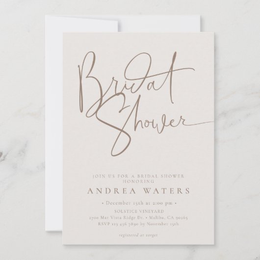 Modernes Minimalistisches Elegantes klassisches Br Einladung (Vorderseite)