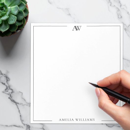 Modernes minimalistisches elegantes Monogramm Notizblock