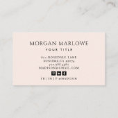 Modernes Minimalistisches Elegantes Rosa Beruflich Visitenkarte (Rückseite)