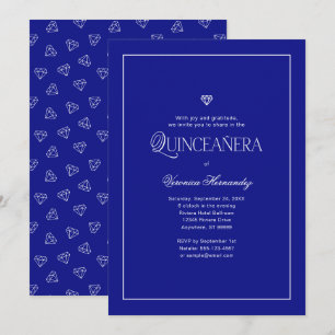Modernes Minimalistisches Elegantes Royal Blue Qui Einladung