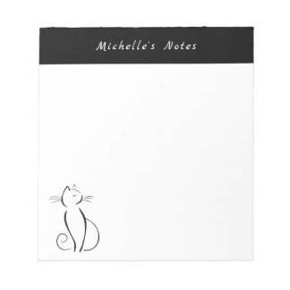Modernes Minimalistisches, elegantes Schwarzes Cat Notizblock