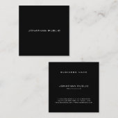 Modernes Minimalistisches elegantes schwarzes Quadratische Visitenkarte (Vorne/Hinten)