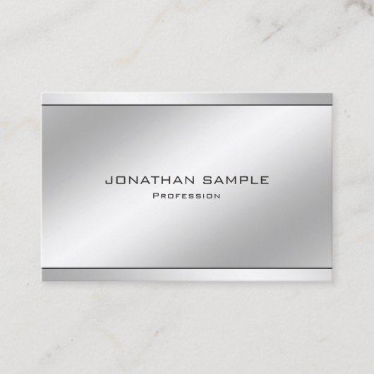 Modernes Minimalistisches elegantes silbernes Visitenkarte (Vorderseite)