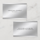 Modernes Minimalistisches elegantes silbernes Visitenkarte (Vorne/Hinten)