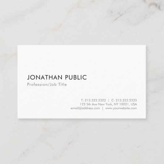 Modernes, Minimalistisches, elegantes Template Visitenkarte (Vorderseite)