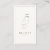 Modernes Minimalistisches Elfenbein/Olivensalon &  Visitenkarte (Vorderseite)