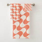Modernes Minimalistisches Elfenbein & Orange Stilv Badhandtuch Set (Insitu)