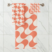 Modernes Minimalistisches Elfenbein & Orange Stilv Badhandtuch Set