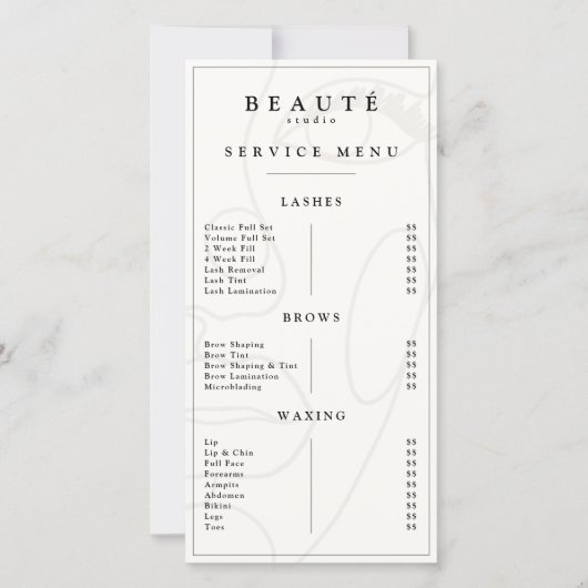 Modernes Minimalistisches Elfenbeinmenü/Black Lash (Vorderseite)