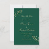 Modernes Minimalistisches Emerald & Gold Botanisch Save The Date (Vorderseite)