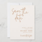 Modernes Minimalistisches Erdhochzeitungs-Foto Save The Date (Rückseite)