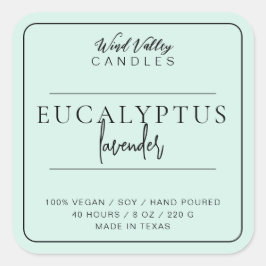 Modernes, minimalistisches Etikett mit grüner Kerz Quadratischer Aufkleber