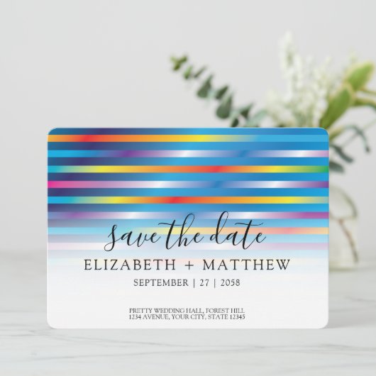 Modernes, Minimalistisches Farbkonzept Save The Date (Stehend Vorderseite)