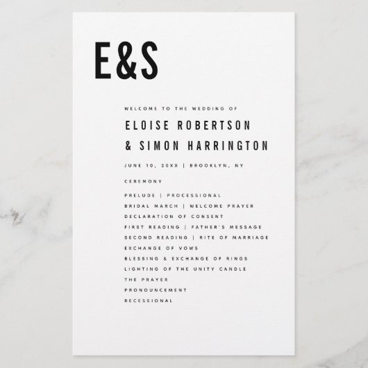 Modernes Minimalistisches, feines Monogramm-Hochze (Vorderseite)