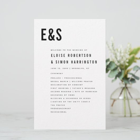 Modernes Minimalistisches, feines Monogramm-Hochze (Stehend Vorderseite)