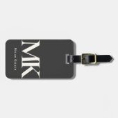Modernes Minimalistisches, feines Monogramm Schwar Gepäckanhänger (Vorderseite horizontal)