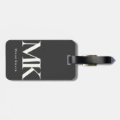 Modernes Minimalistisches, feines Monogramm Schwar Gepäckanhänger (Rückseite horizontal)