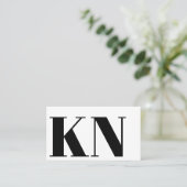 Modernes Minimalistisches Fettmonogramm Schwarz-we Visitenkarte (Stehend Vorderseite)