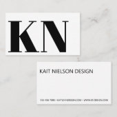 Modernes Minimalistisches Fettmonogramm Schwarz-we Visitenkarte (Vorne/Hinten)