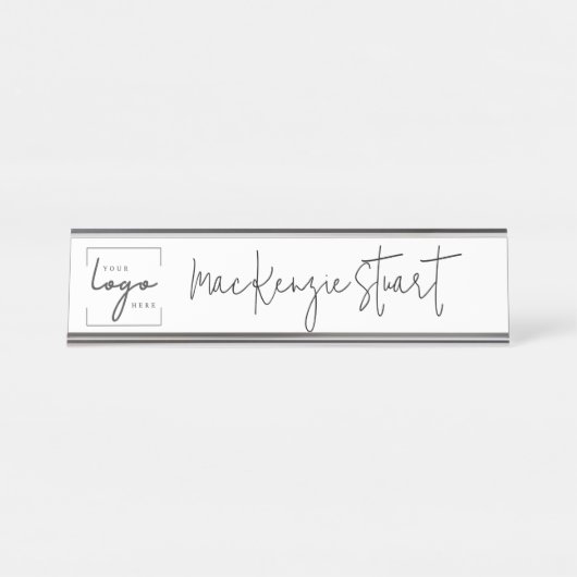 Modernes Minimalistisches Firmenlogo Beruflich Schreibtischnamensplakette (Vorderseite )