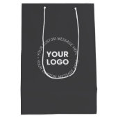 Modernes Minimalistisches Firmenlogo/jedes Bild |  Mittlere Geschenktüte (Rückseite)