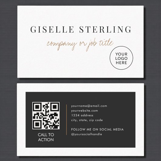 Modernes minimalistisches Firmenlogo QR-Code Visitenkarte