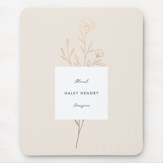 Modernes Minimalistisches, florales Illustriertes Mousepad (Vorne)