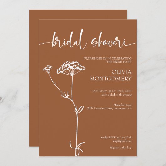 Modernes Minimalistisches Florenz Brautparty Terra Einladung (Vorne/Hinten)