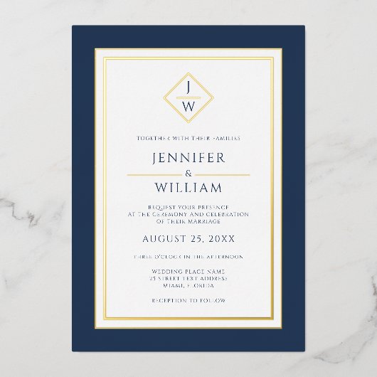 Modernes Minimalistisches formales klassisches Ers Folieneinladung (Vorderseite)