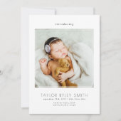 Modernes Minimalistisches Foto Baby Birth Ankündigung (Vorderseite)