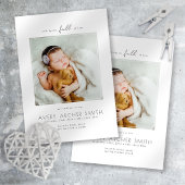Modernes Minimalistisches Foto Baby Birth Ankündigung