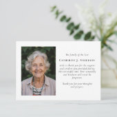 Modernes Minimalistisches Foto Beileid Beerdigung Dankeskarte (Stehend Vorderseite)