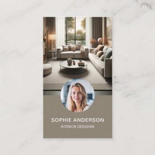 Modernes Minimalistisches Foto Beruflich Taupe Visitenkarte (Vorderseite)