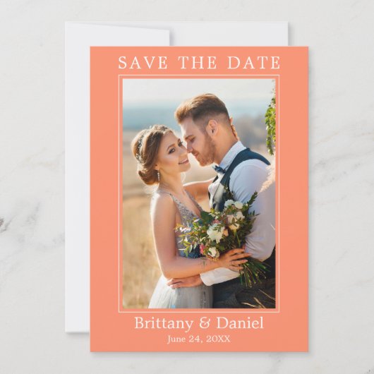 Modernes Minimalistisches Foto Coral Save The Date (Vorderseite)
