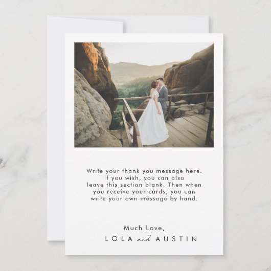 Modernes Minimalistisches Foto dank Karte (Rückseite)