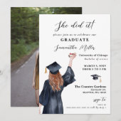 Modernes Minimalistisches Foto, das sie getan hat Einladung (Vorne/Hinten)