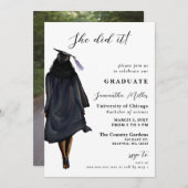 Modernes Minimalistisches Foto, das sie getan hat Einladung (Vorne/Hinten)