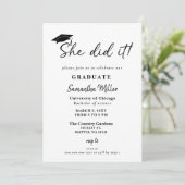 Modernes Minimalistisches Foto, das sie getan hat Einladung (Stehend Vorderseite)