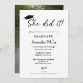 Modernes Minimalistisches Foto, das sie getan hat Einladung (Vorne/Hinten)