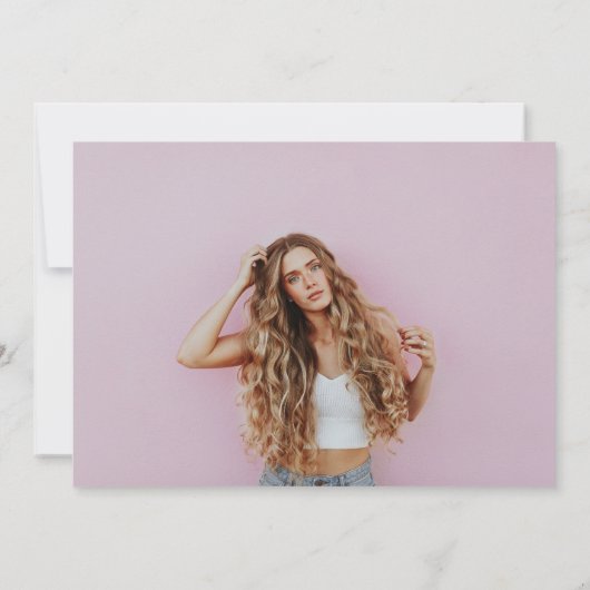 Modernes Minimalistisches Foto, das sie getan hat Einladung (Rückseite)