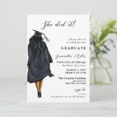 Modernes Minimalistisches Foto, das sie getan hat Einladung (Stehend Vorderseite)