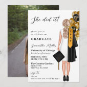 Modernes Minimalistisches Foto, das sie getan hat Einladung (Vorne/Hinten)