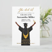 Modernes Minimalistisches Foto, das sie getan hat Einladung (Stehend Vorderseite)