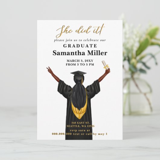 Modernes Minimalistisches Foto, das sie getan hat Einladung (Stehend Vorderseite)