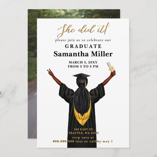 Modernes Minimalistisches Foto, das sie getan hat Einladung (Vorne/Hinten)