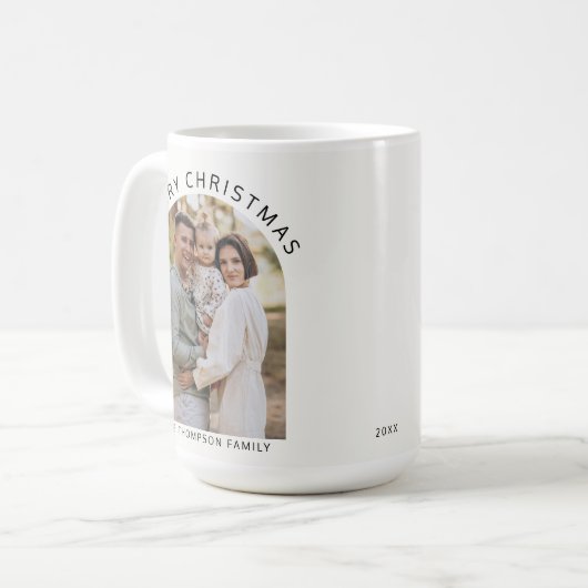 Modernes Minimalistisches Foto Frohe Weihnachten 2 Kaffeetasse (Vorderseite Links)