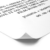 Modernes minimalistisches Foto für die Hochzeitsbe Poster (Ecke)