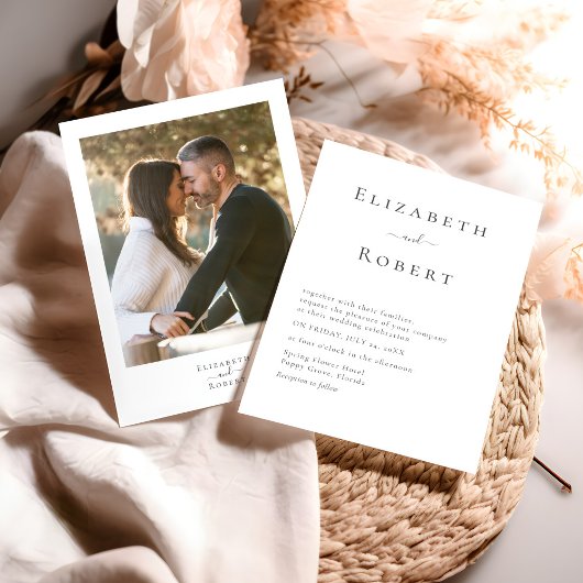Modernes Minimalistisches Foto für Hochzeiten Einladung