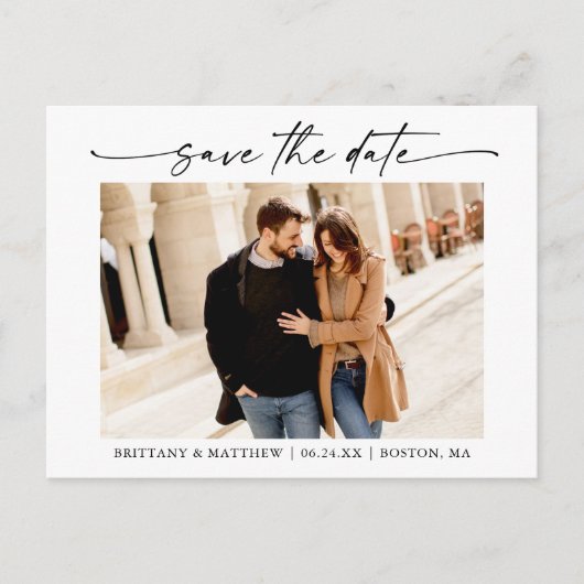 Modernes, Minimalistisches Foto für Ink Script Sav Postkarte (Vorderseite)