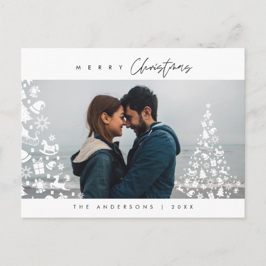 Modernes, Minimalistisches Foto für Weihnachten Postkarte (Vorderseite)